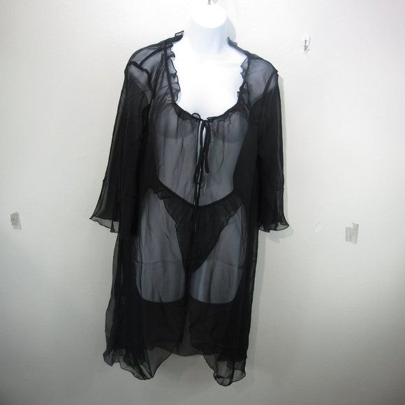 unknown Other - Robe and Thong Sleepwear Black